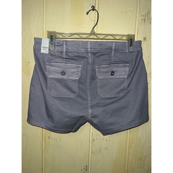 Torrid Shorts Womens 12 12W Gray Twill Utility Chino Mid Rise Expose Button Fly - Picture 5 of 8